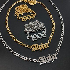 Gold Alpha Necklace / Silver Alpha Chain/ Gold 1906 Necklace/ Silver1906 Chain